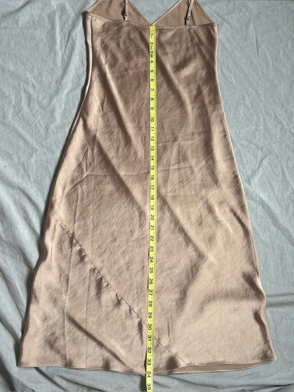 SOLD Wilfred Only Slip Satin Midi Dress in Taupe - Picture 9 of 10